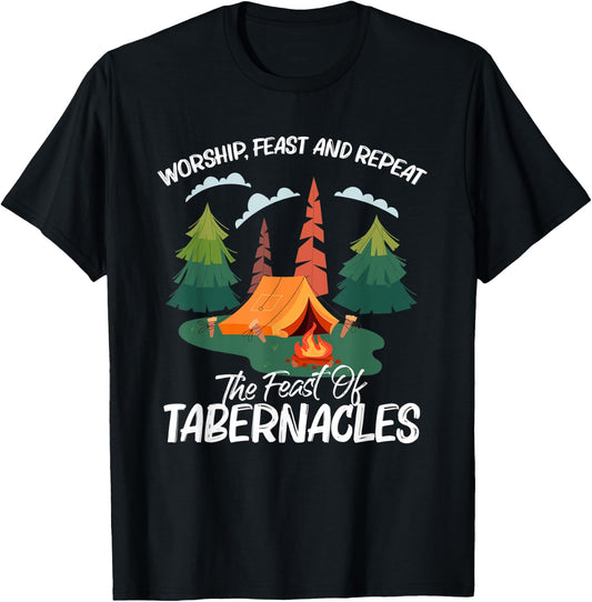 Worship Feast Repeat Feast Of Tabernacles Hebrew Israelite T-Shirt - T-Shirt | Black