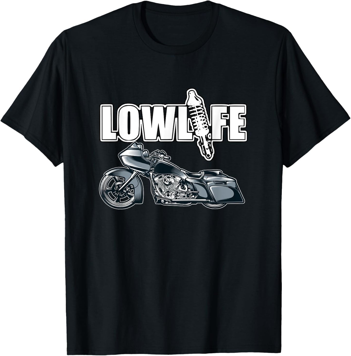 Lowlife Bagger Motorcycle . Chicano Vicla, Lowrider Bikes T-Shirt - T-Shirt | Black