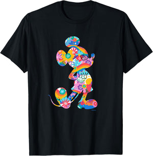 Disney Mickey Mouse Pride Pose Rainbow Icon Fill Doodles T-Shirt - T-Shirt | Black