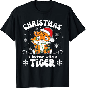 Christmas Is Better With A Tiger Cute Tigers T-Shirt - T-Shirt | Black