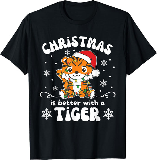 Christmas Is Better With A Tiger Cute Tigers T-Shirt - T-Shirt | Black