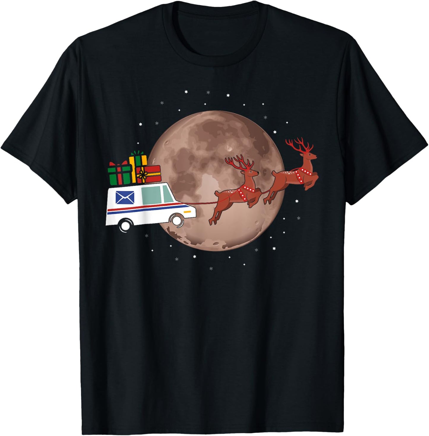 Mail Truck to the Moon Postal Workers Christmas Funny T-Shirt - T-Shirt | Black