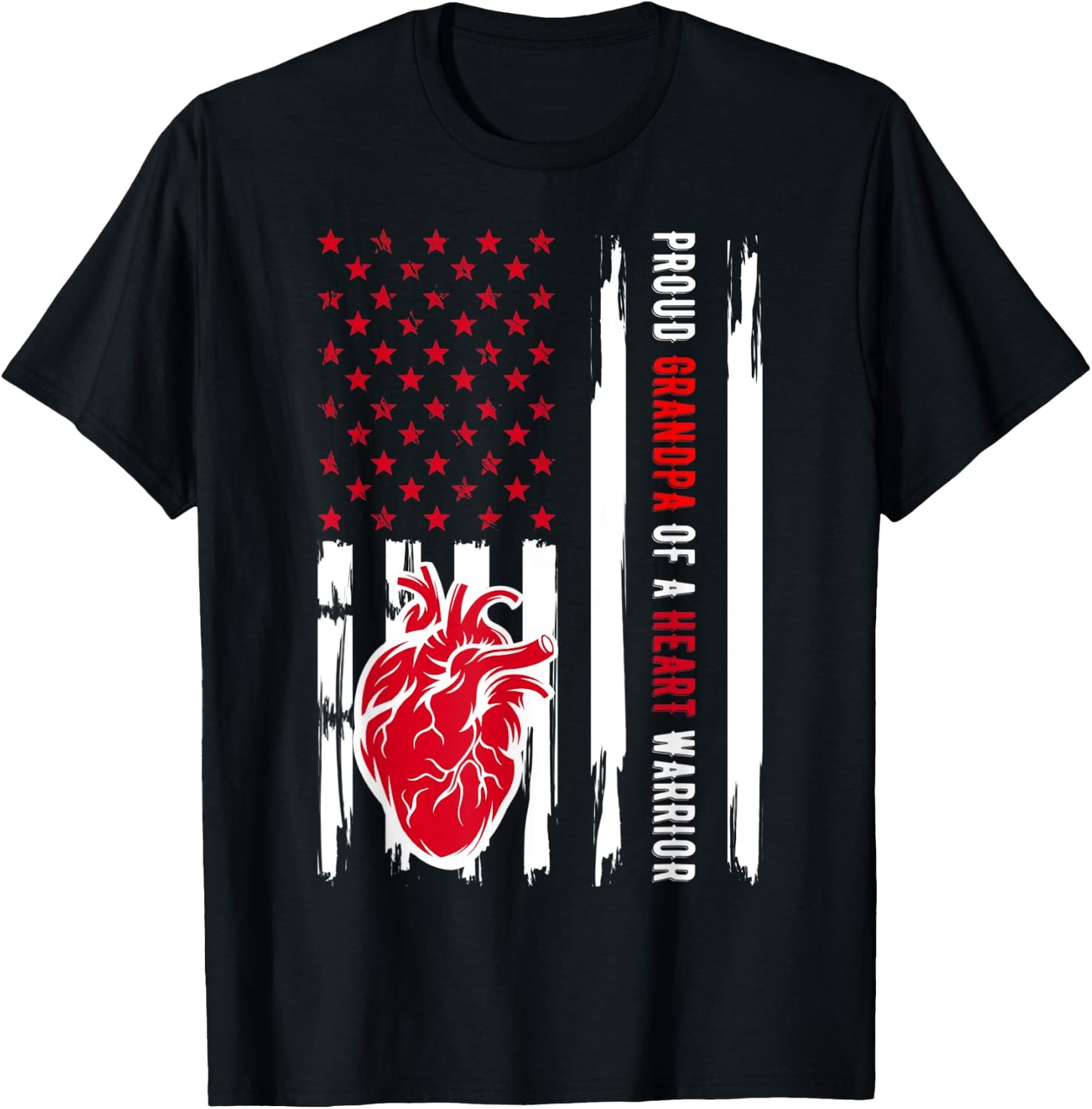 Proud Grandpa Of A Heart Warrior CHD Awareness T-Shirt - T-Shirt | Black
