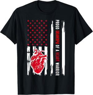 Proud Grandpa Of A Heart Warrior CHD Awareness T-Shirt - T-Shirt | Black