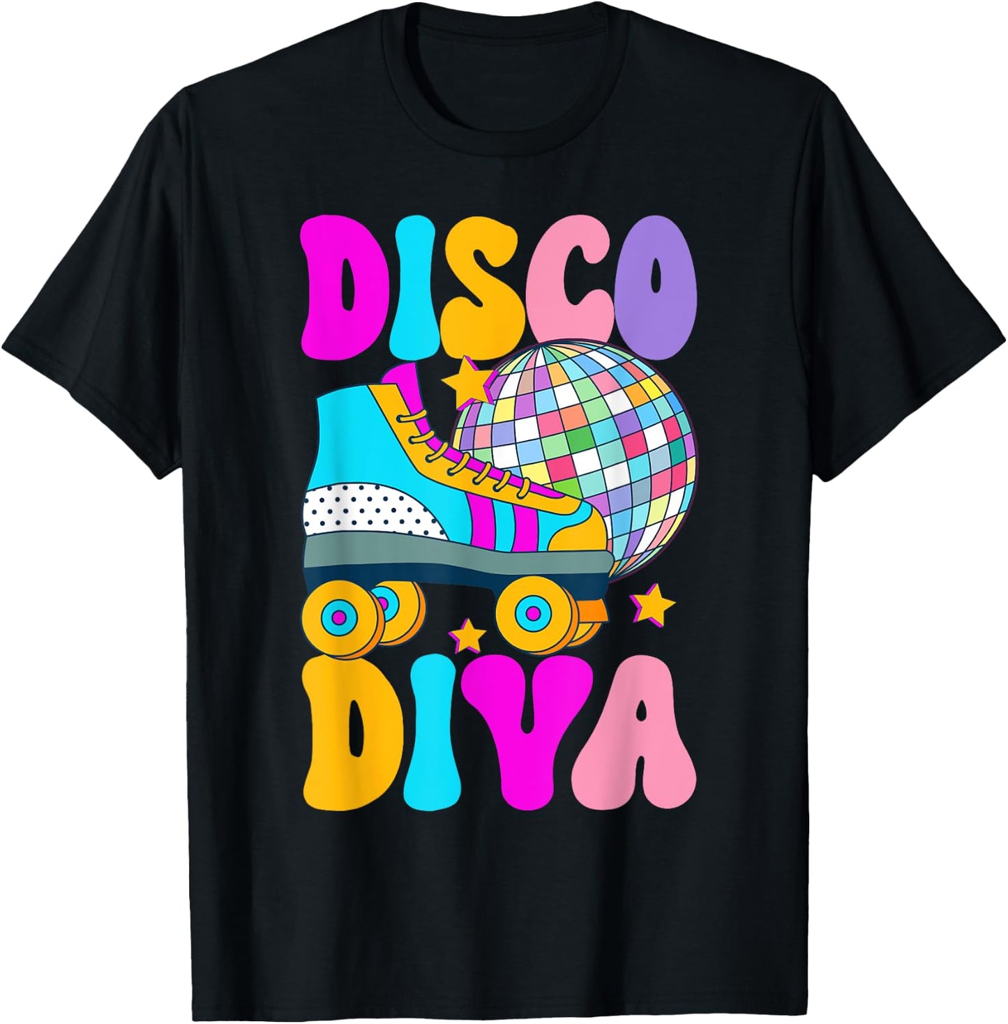 Roller Skating Disco Diva Skate Girl 70s Retro T-Shirt - T-Shirt | Black