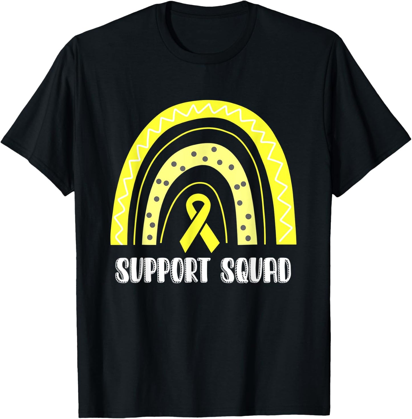 Support Squad Yellow Rainbow Myxoid Liposarcoma Awareness T-Shirt - T-Shirt | Black