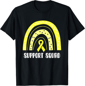 Support Squad Yellow Rainbow Myxoid Liposarcoma Awareness T-Shirt - T-Shirt | Black