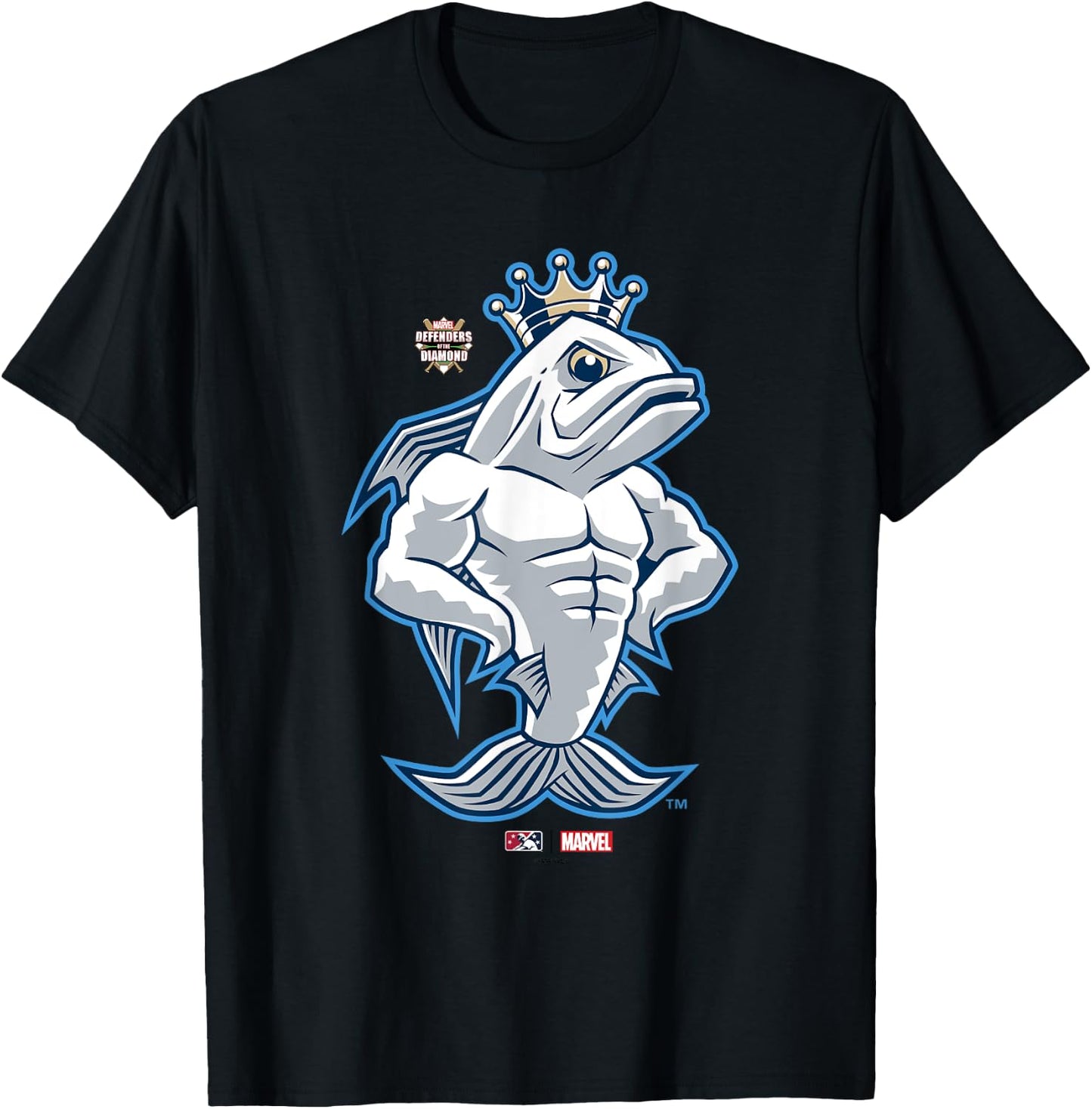 Marvel x MiLB Tampa Tarpons King Fish Mascot Portrait T-Shirt - T-Shirt | Black