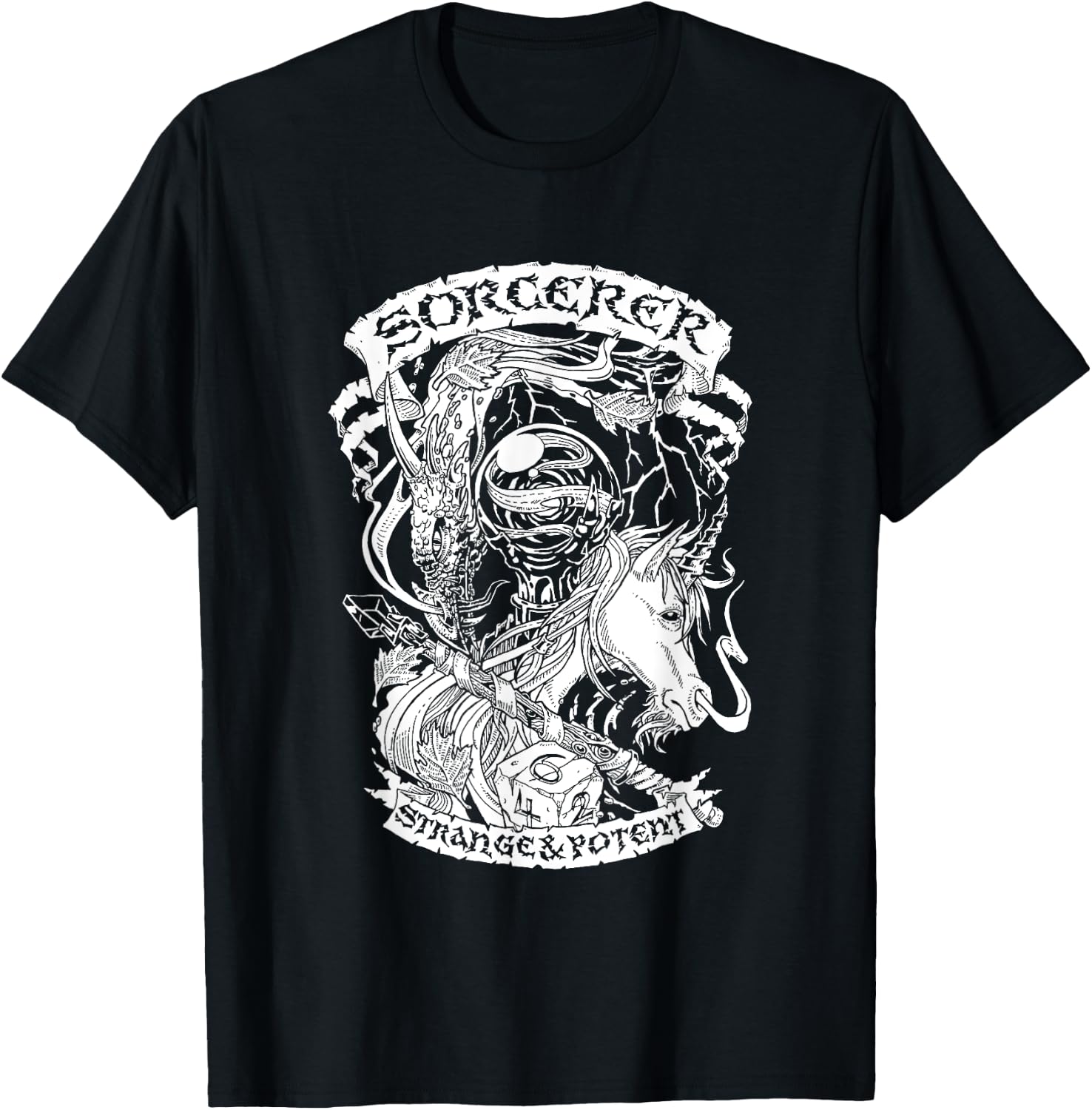 Fantasy Role-Playing Game (RPG) Sorcerer T-Shirt - T-Shirt | Black