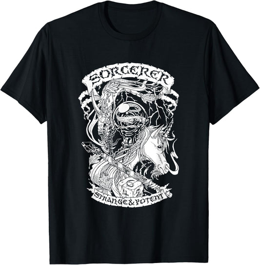 Fantasy Role-Playing Game (RPG) Sorcerer T-Shirt - T-Shirt | Black