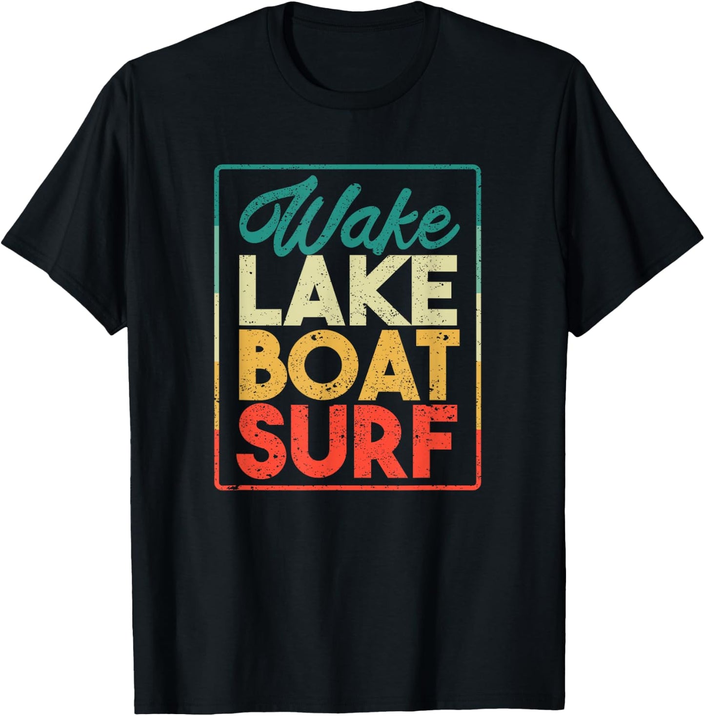 Wake Lake Boat Surf Funny Wakesurf Board Surfing Surfer T-Shirt - T-Shirt | Black