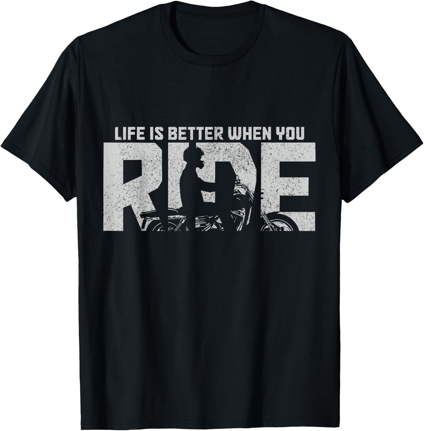Life Is Better When You Ride Vintage Biker Motorcycle T-Shirt - T-Shirt | Black