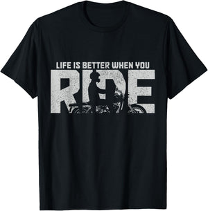 Life Is Better When You Ride Vintage Biker Motorcycle T-Shirt - T-Shirt | Black