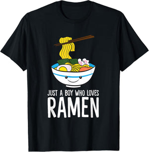 Just a Boy Who Loves Ramen T-Shirt - T-Shirt | Black