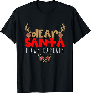 Dear Santa I Can Explain Candy Antlers Cane Sugar Christmas T-Shirt - T-Shirt | Black