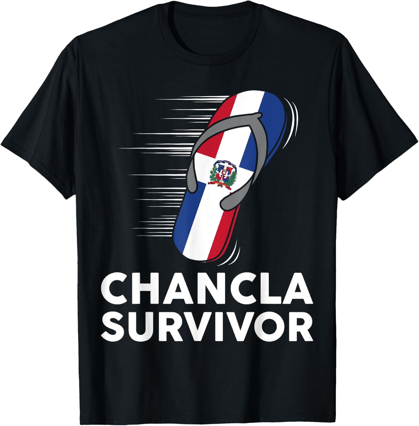 Chancla Survivor Dominican Republic Flag Hispanic Heritage T-Shirt - T-Shirt | Black