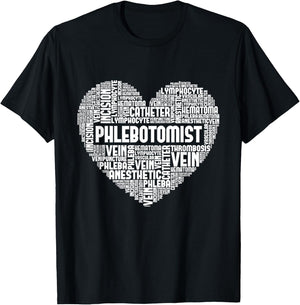 Phlebotomist - Word Cloud Phlebotomy Technician Healthcare T-Shirt - T-Shirt | Black