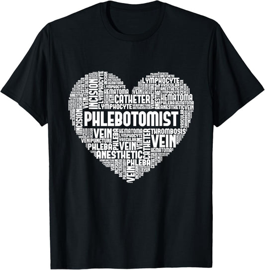 Phlebotomist - Word Cloud Phlebotomy Technician Healthcare T-Shirt - T-Shirt | Black