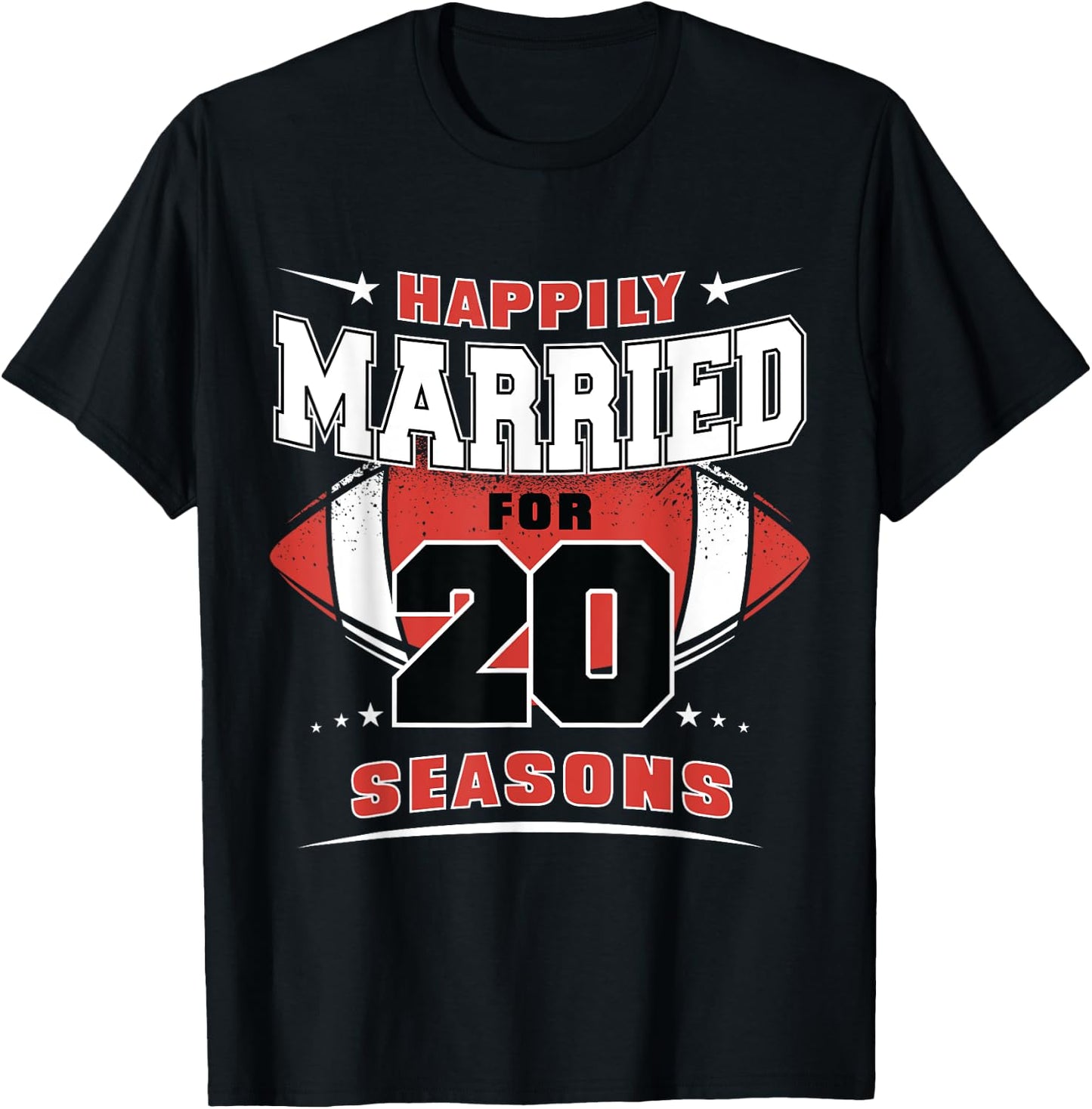 Happily Married for 20 Seasons 20th Wedding Anniversary T-Shirt - T-Shirt | Black