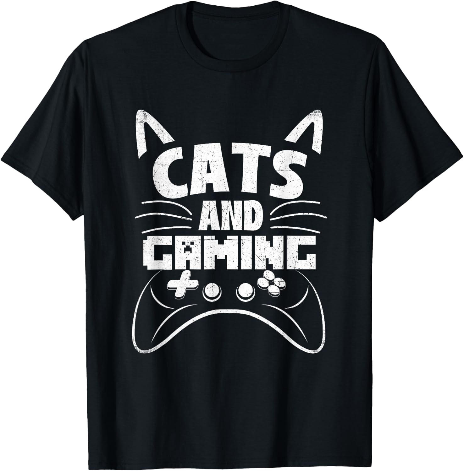 Funny Cat Shirts Cats And Gaming - Video Gamer Veterinarian Animal Pet Lover -Adults Black Short Sleeve Small T-Shirt - T-Shirt | Black