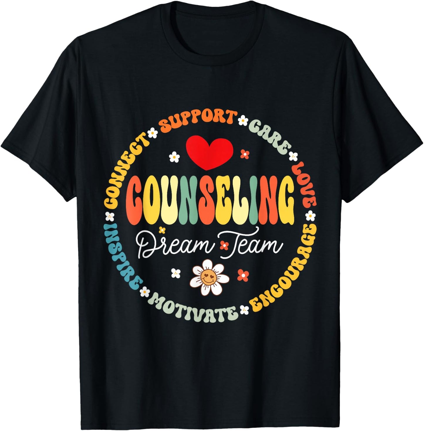 Groovy Counseling Dream Team Appreciation Back to School T-Shirt - T-Shirt | Black