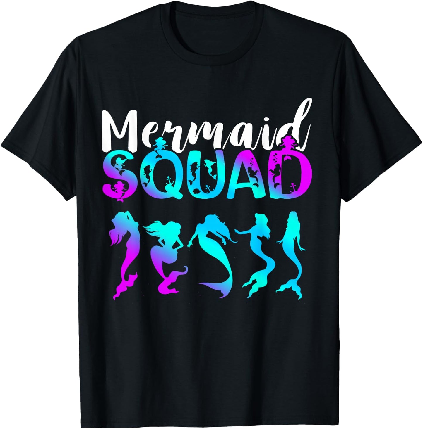 Mermaid Squad Clamshell Mermaid Crew Mermaid Squad Birthday T-Shirt - T-Shirt | Black