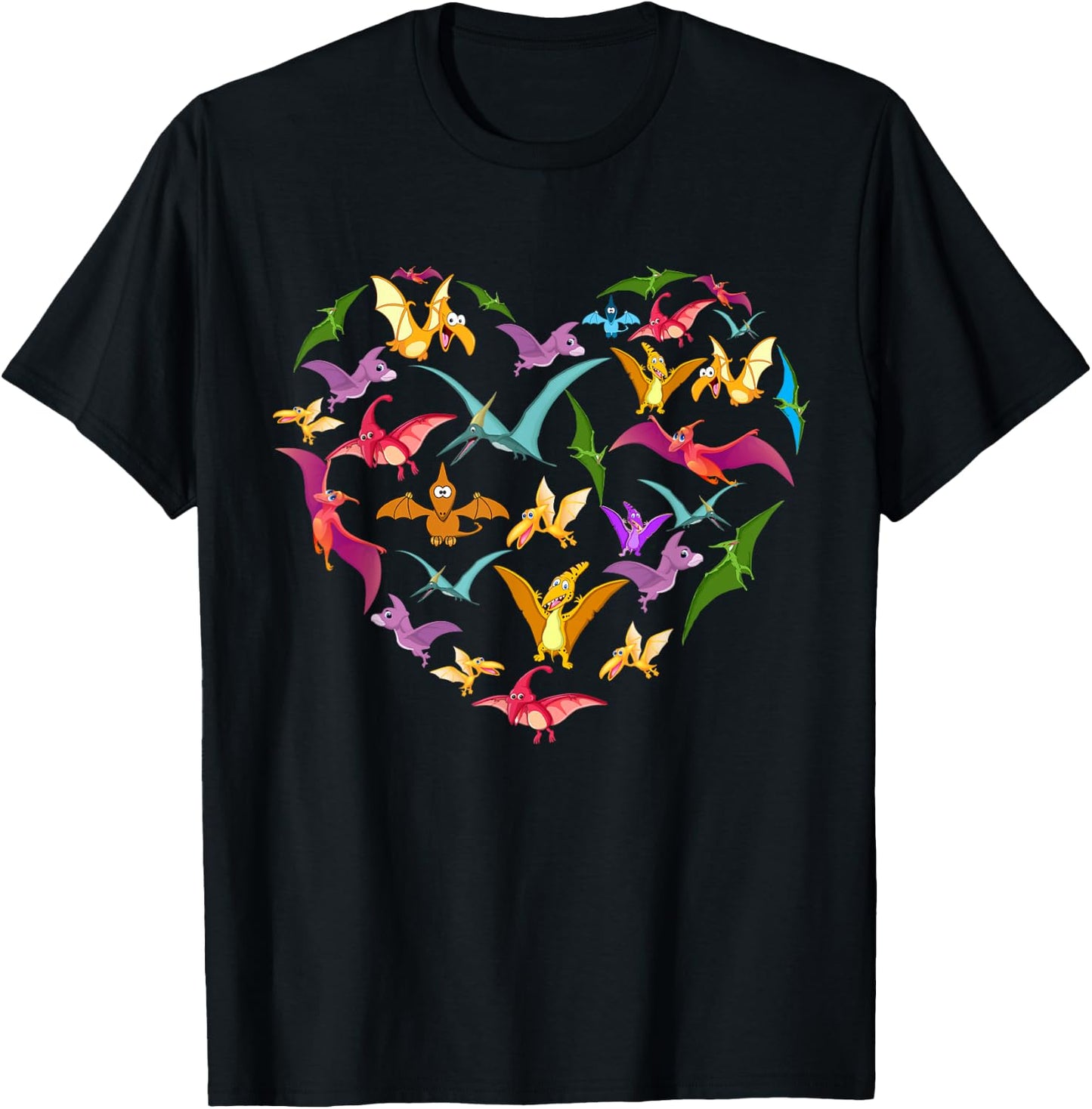 pterodactyls lover heart | Dinosaur Birds men women kids T-Shirt - T-Shirt | Black