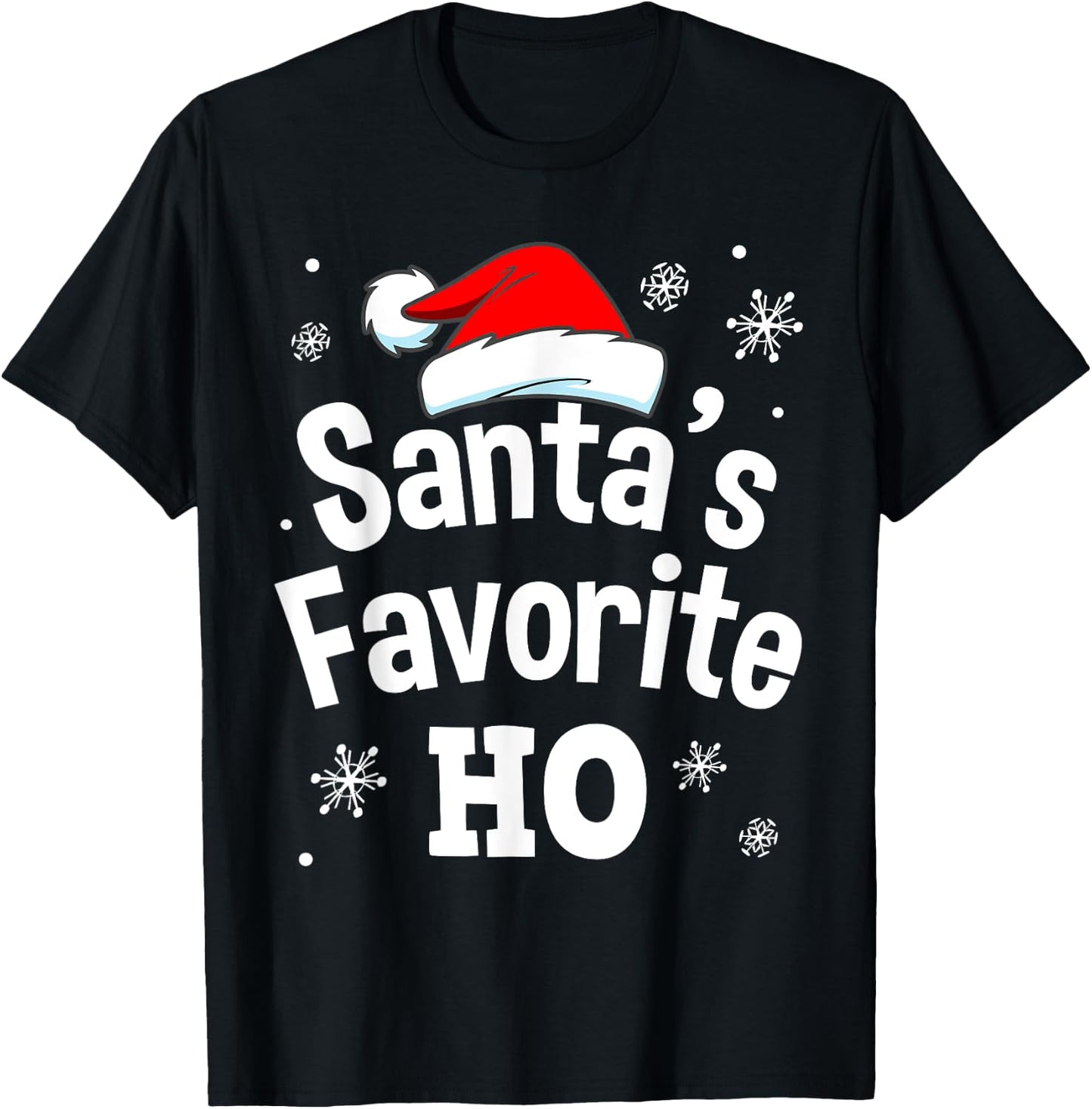 Christmas Santa's Favorite Ho Shirt, Adult Naughty Pajama T-Shirt - T-Shirt | Black