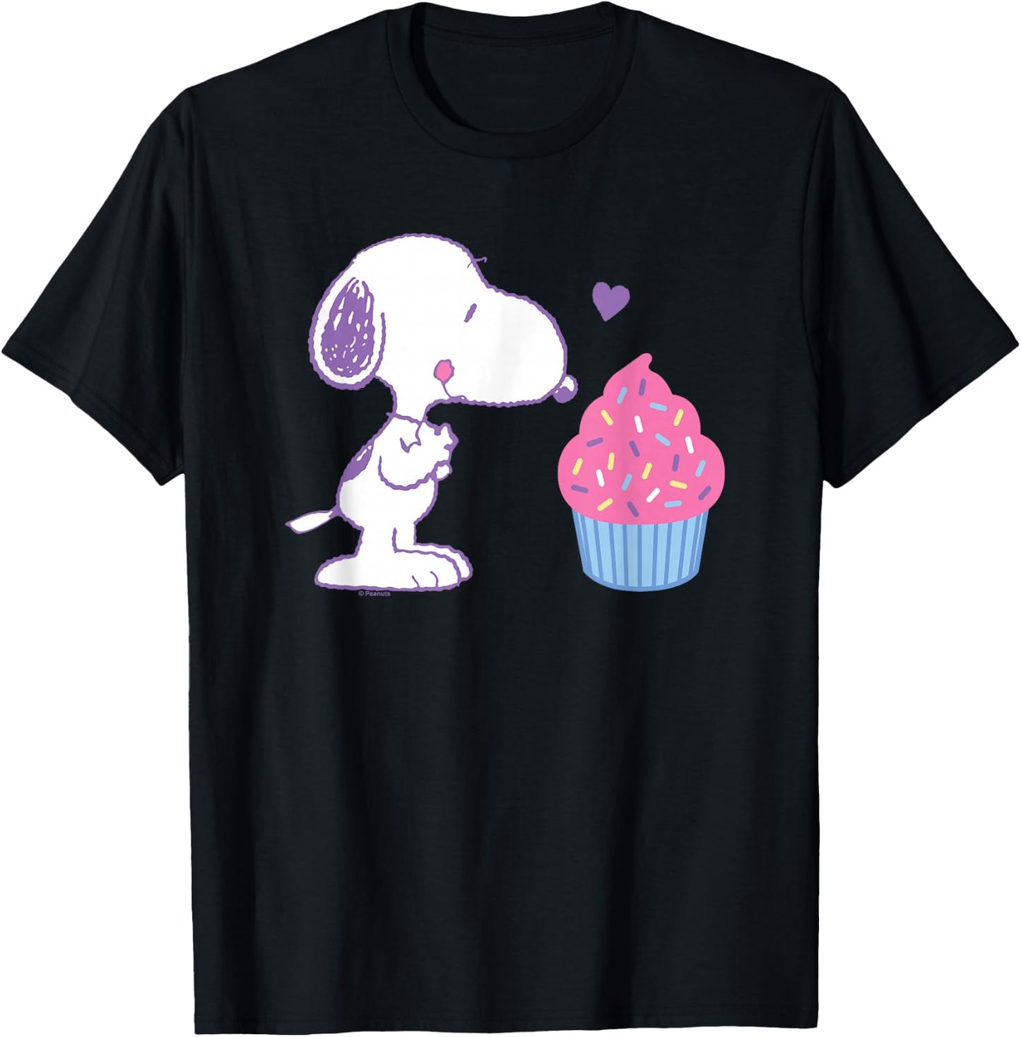 Peanuts - Snoopy Heart Cupcake T-Shirt - T-Shirt | Black