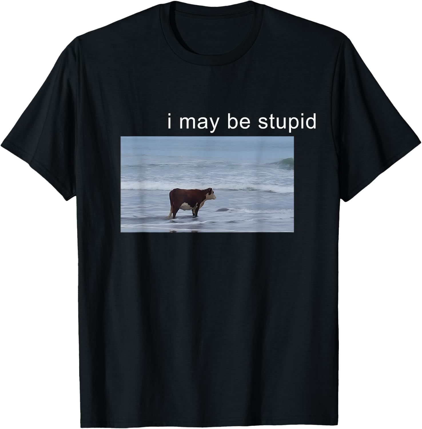 I May Be Stupid Cow Meme i May be Stupid Funny T-Shirt - T-Shirt | Black