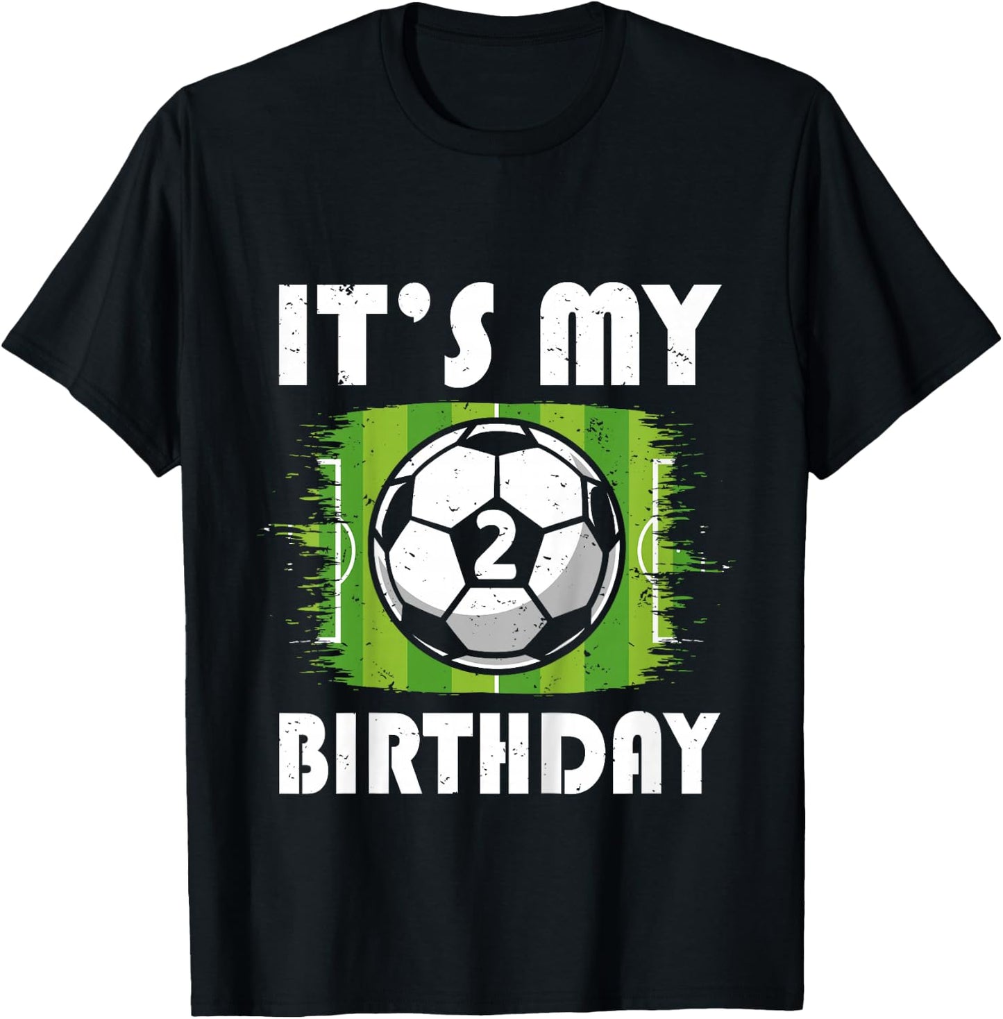 Kids 2 Years Old Kids Soccer Player 2nd Birthday Boy T-Shirt - T-Shirt | Black