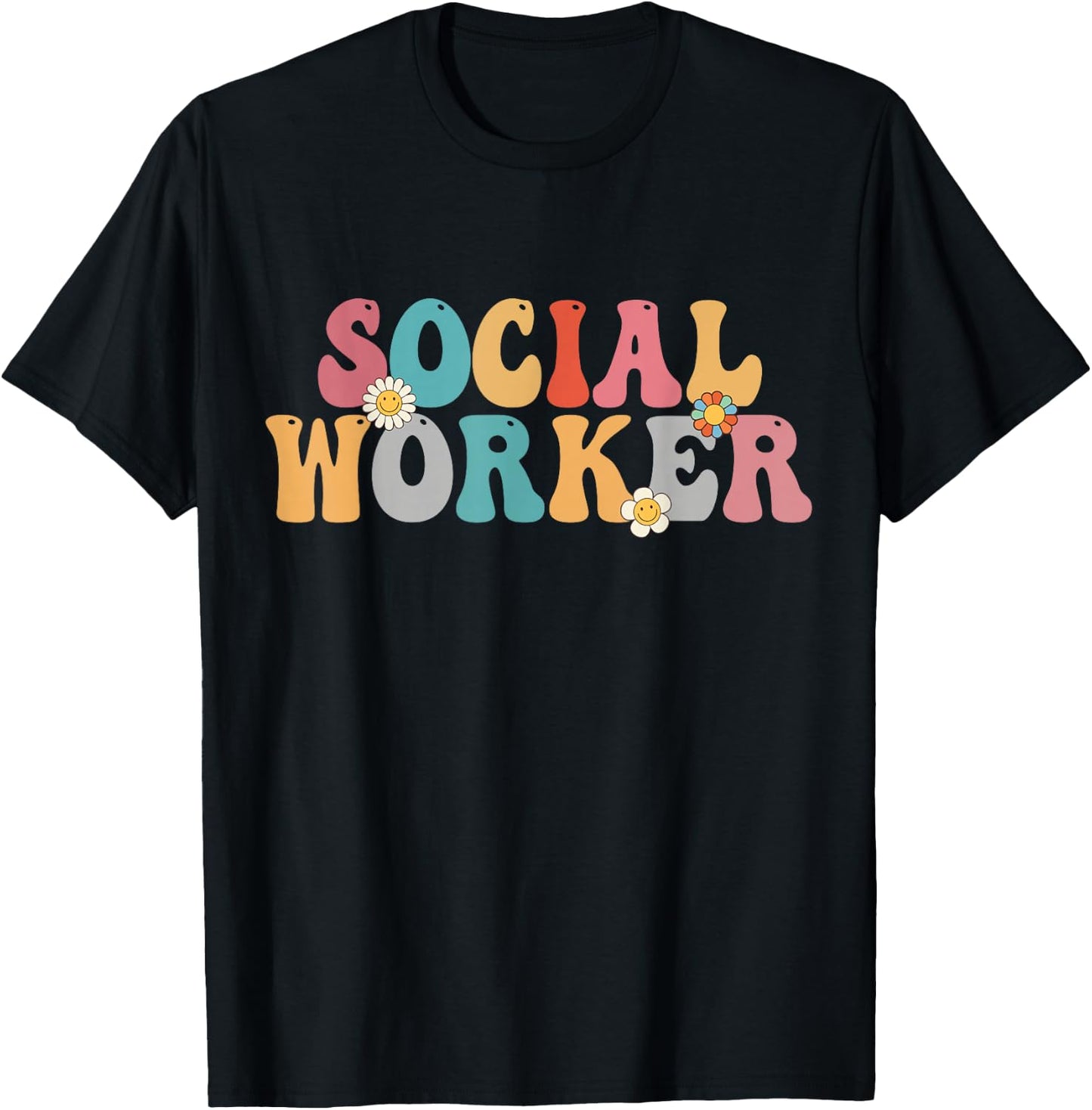 Social Worker Retro Groovy School Social Worker T-Shirt - T-Shirt | Black