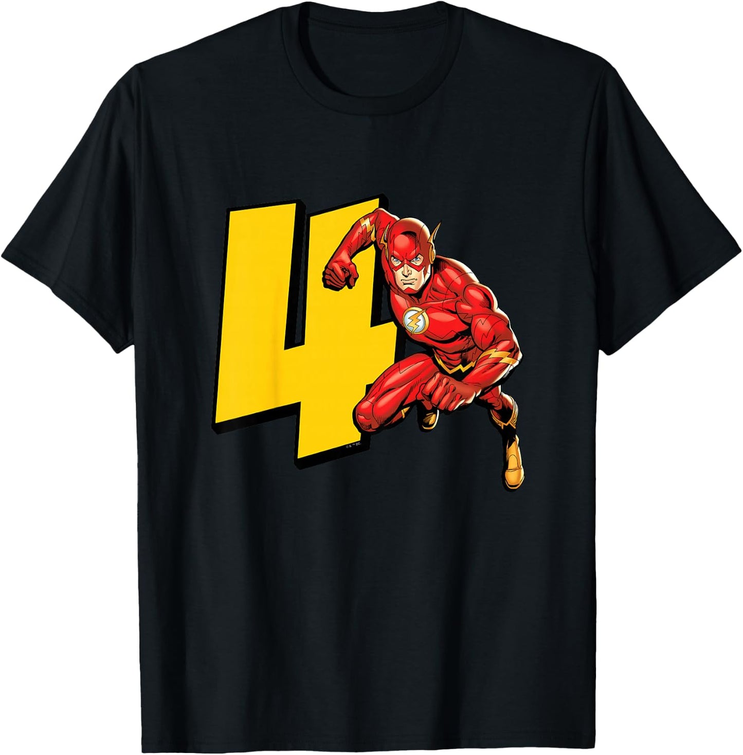 Kids The Flash Super Hero 4th Birthday T-Shirt - T-Shirt | Black