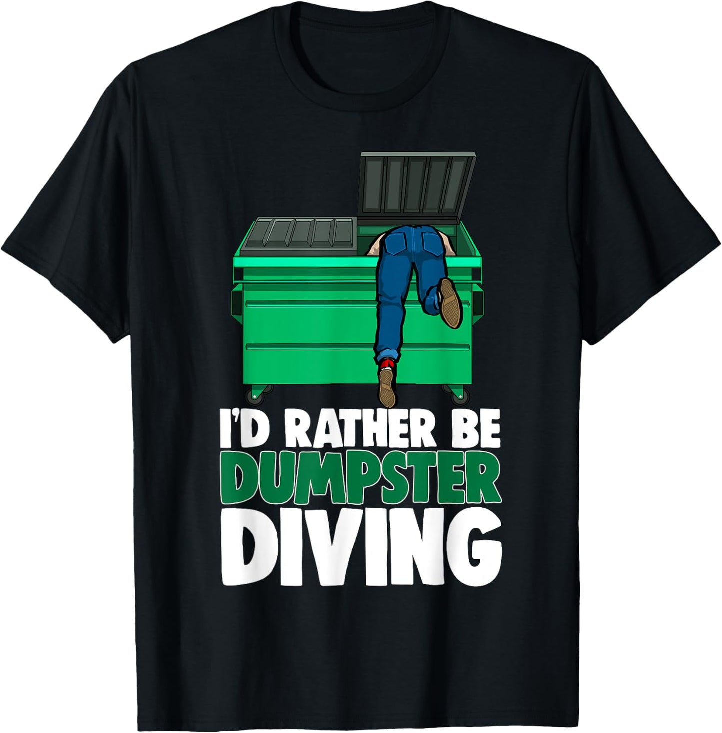I'd Rather Be Dumpster Diving Men Valentines Day Love Hearts T-Shirt - T-Shirt | Black