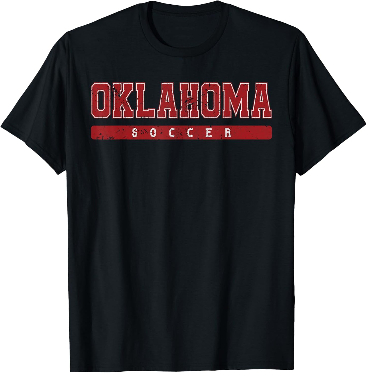 Oklahoma Soccer Red Vintage Text T-Shirt - T-Shirt | Black