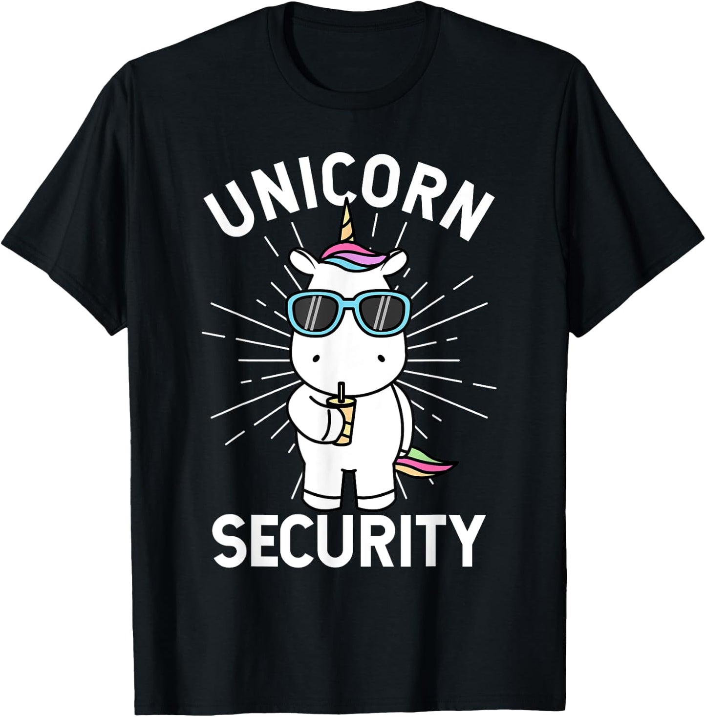 Halloween Dad Mom Daughter Adult Costume | Unicorn Security T-Shirt - T-Shirt | Black