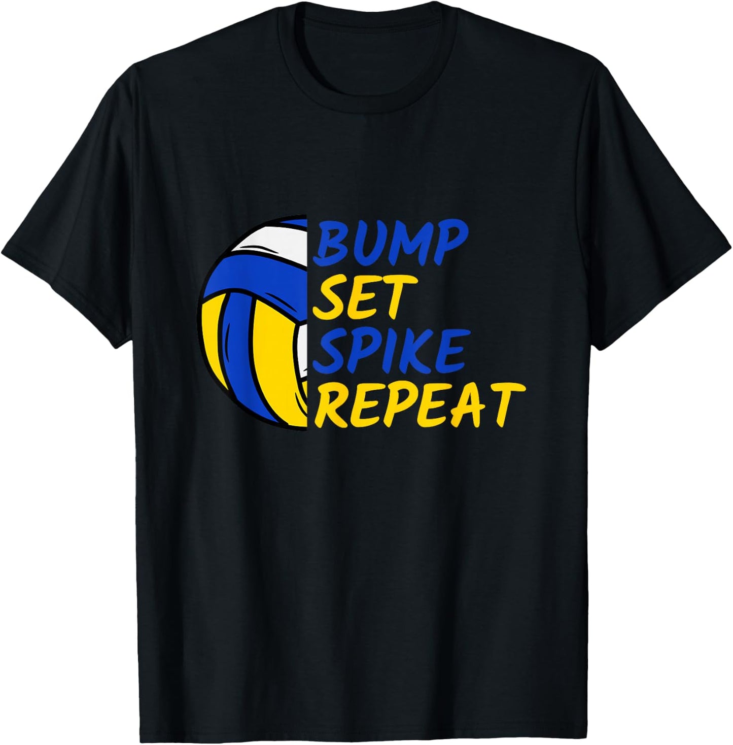 Bump Set Spike Repeat Volleyball Player T-Shirt - T-Shirt | Black