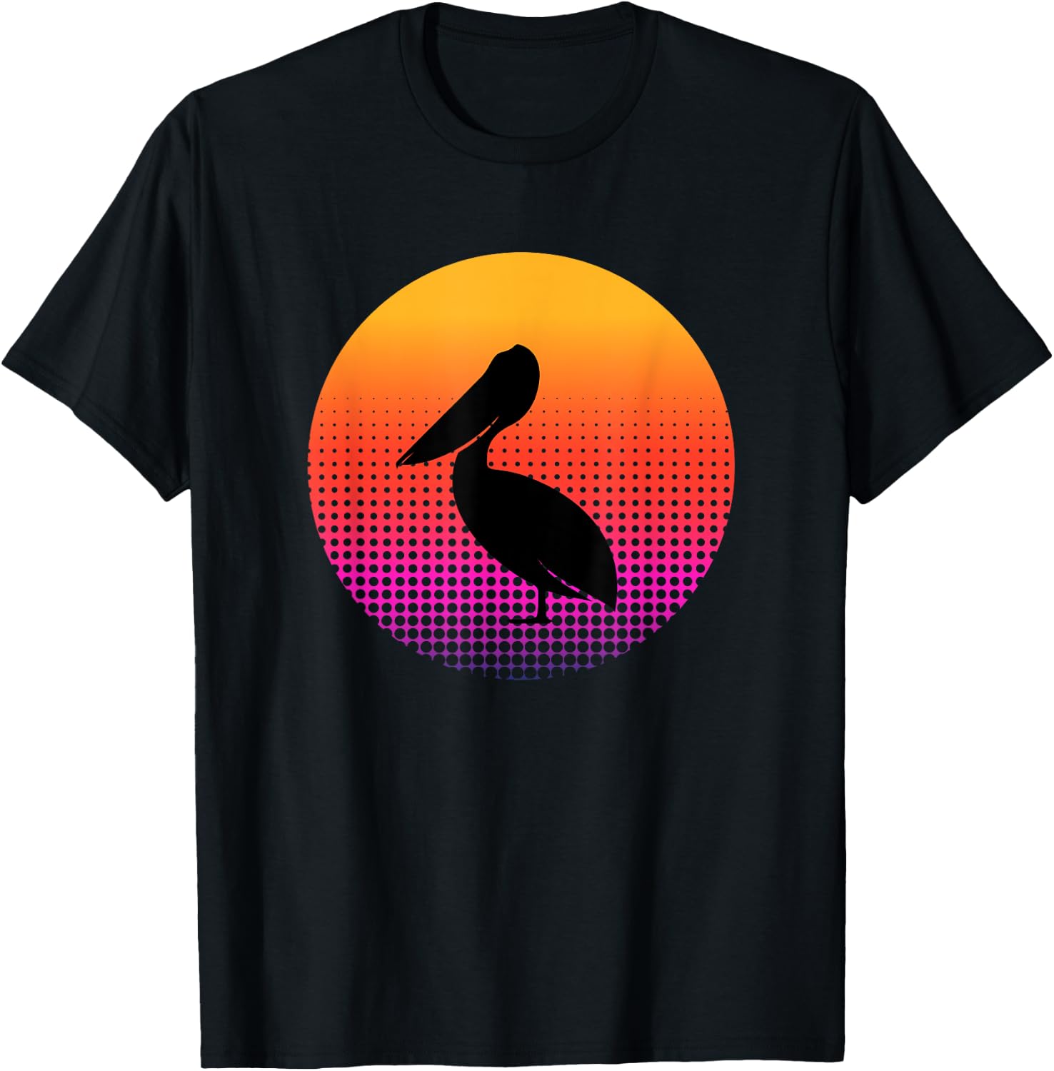 Retro Sunset Pelican Bird Animal Lover Gifts Men Women Youth T-Shirt - T-Shirt | Black