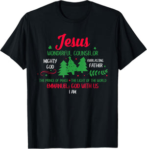 Christian Christmas Bible God With Us Jesus Tree T-Shirt - T-Shirt | Black