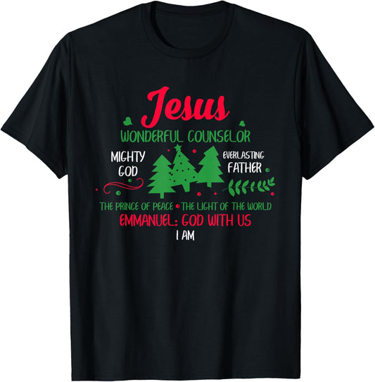 Christian Christmas Bible God With Us Jesus Tree T-Shirt - T-Shirt | Black