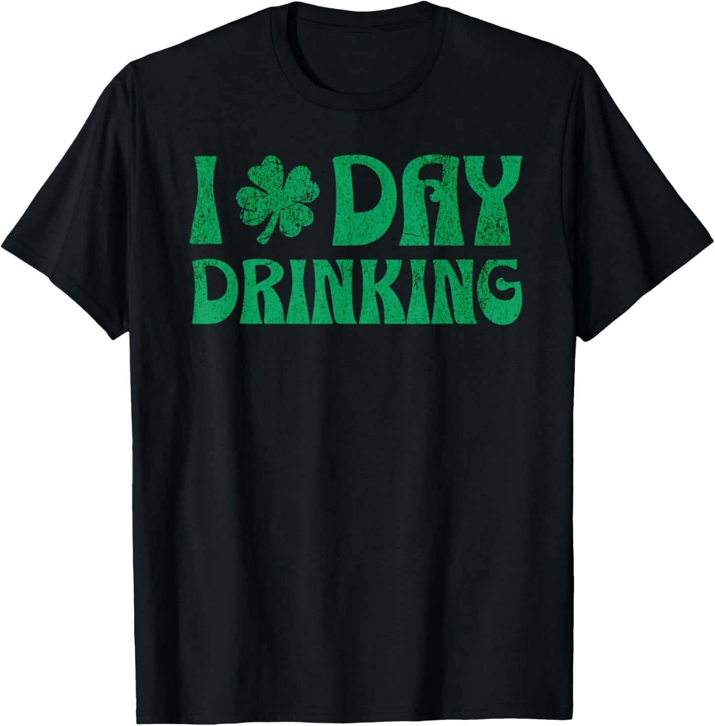 Retro I Clover Day Drinking St Patricks Day Funny Beer Top T-Shirt - T-Shirt | Black