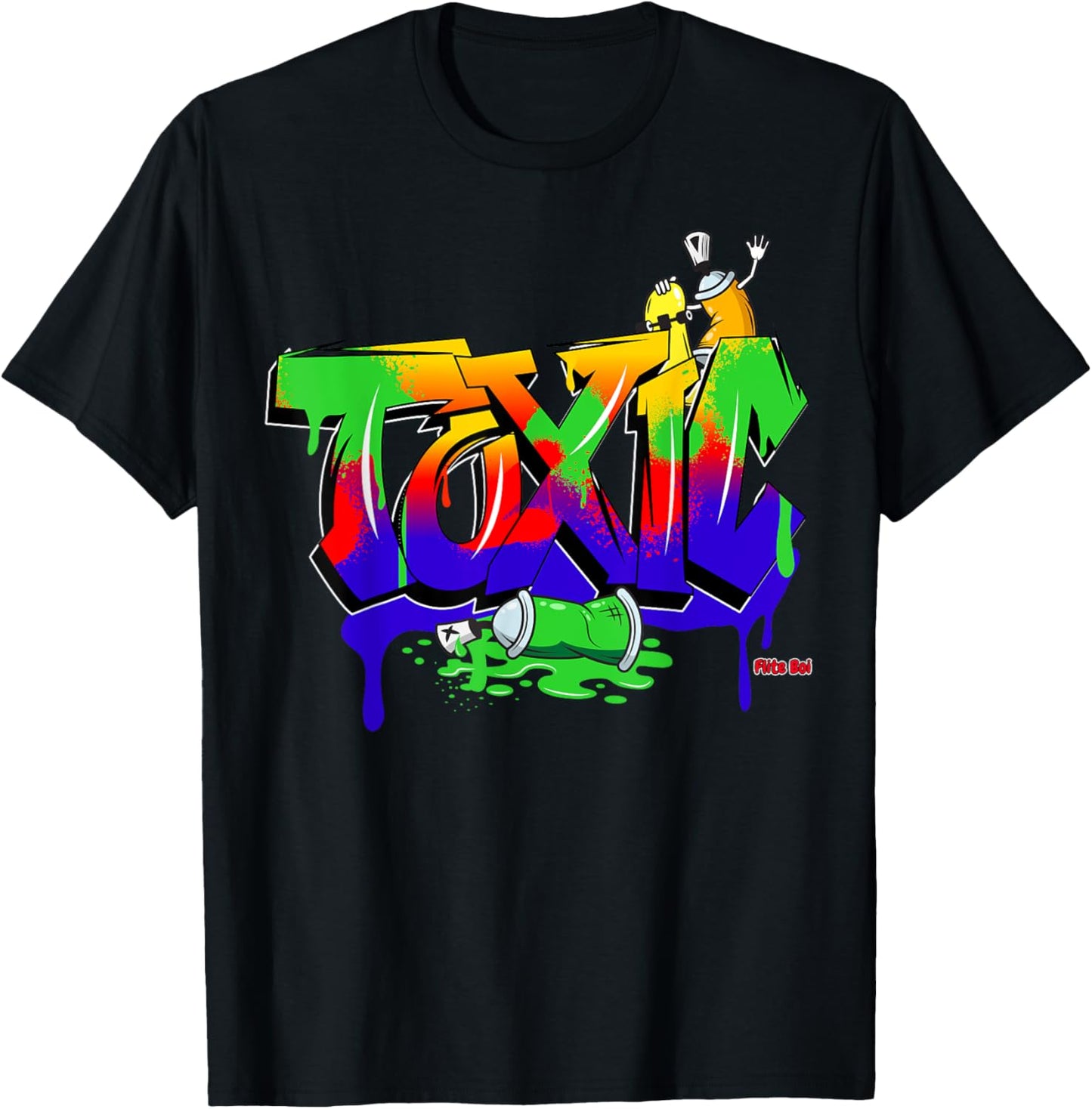 Flite Boi - Urban - Toxic Graffiti Graphic T-Shirt - T-Shirt | Black