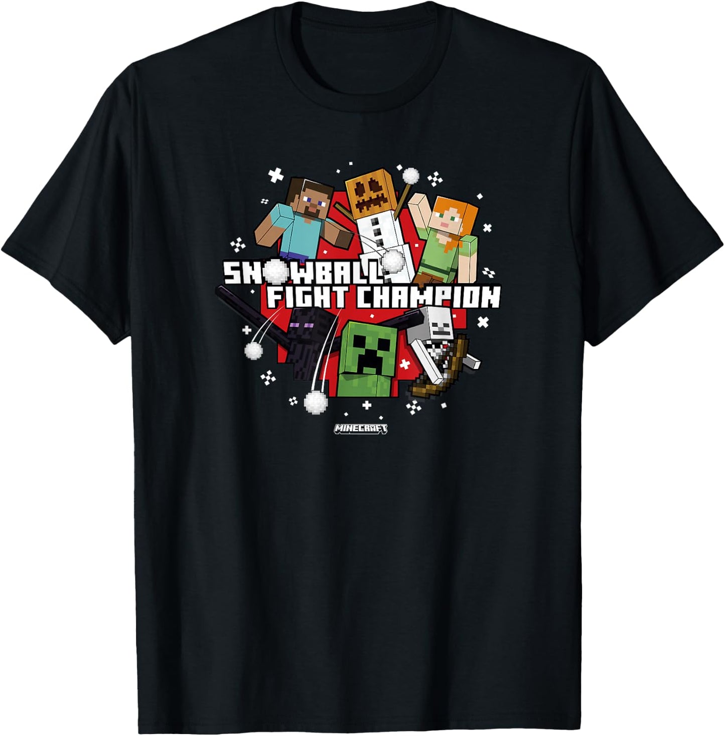 Minecraft Christmas Snowball Fight Champion T-Shirt - T-Shirt | Black