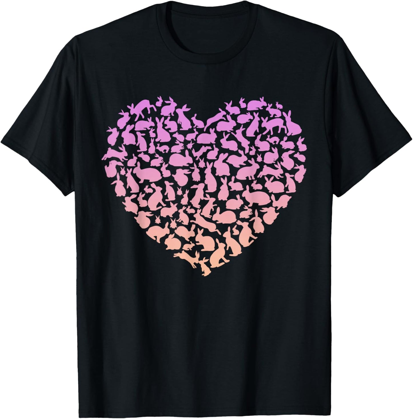 Silhouette Heart Bunny for Rabbit Lover Girls Rabbit T-Shirt - T-Shirt | Black