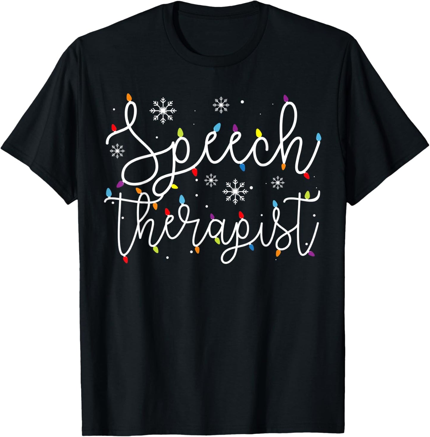 Cute Christmas Speech Therapist X-mas Light Festive SLP T-Shirt - T-Shirt | Black