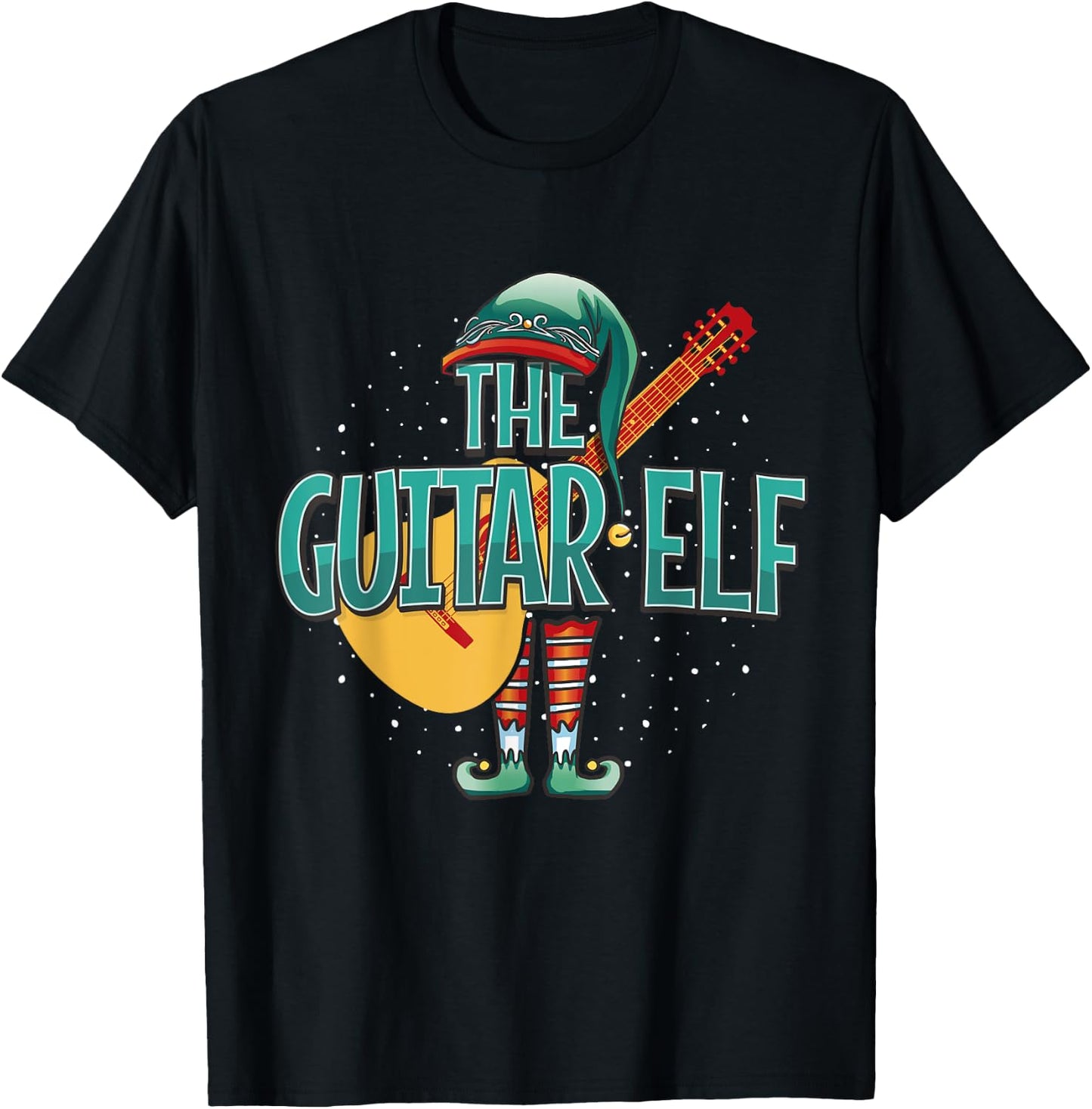 Christmas Guitar Elf for Guitar Player Musician T-Shirt - T-Shirt | Black