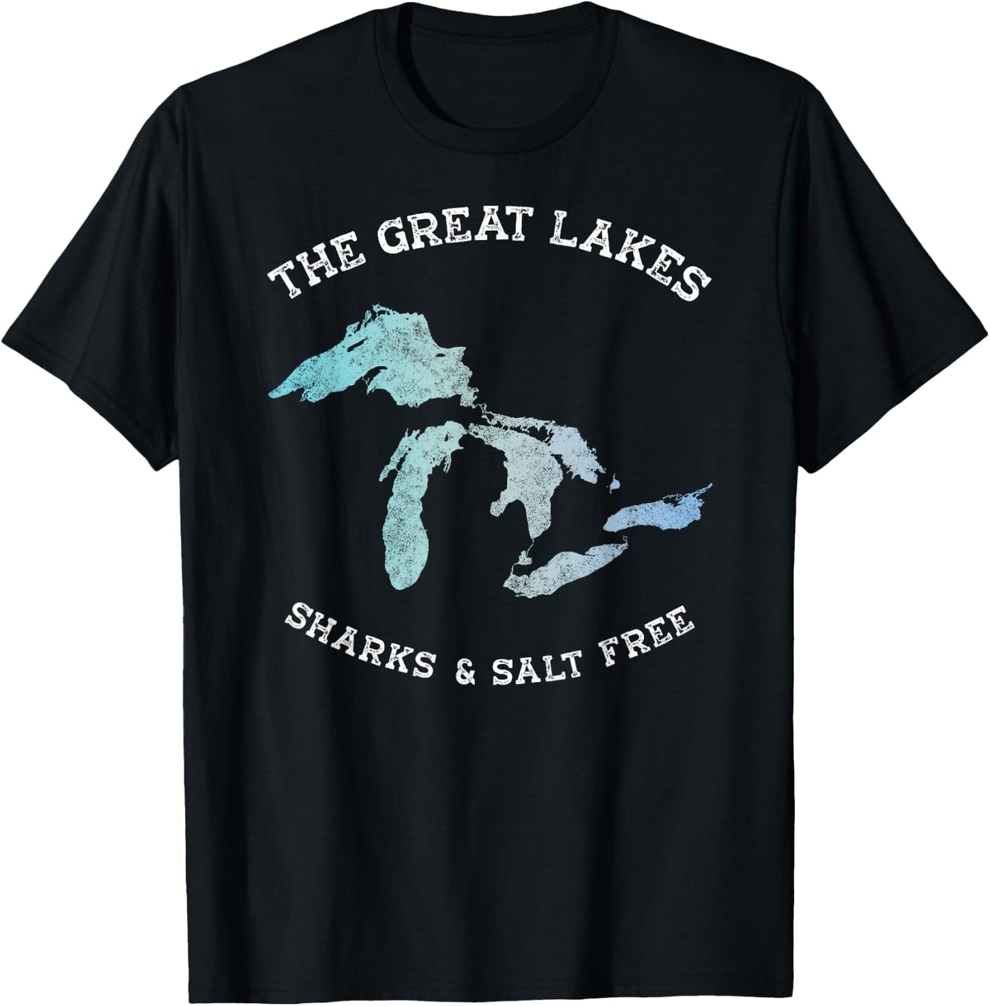 Sharks and Salt Free Great Lakes State Michigan Vacation T-Shirt - T-Shirt | Black