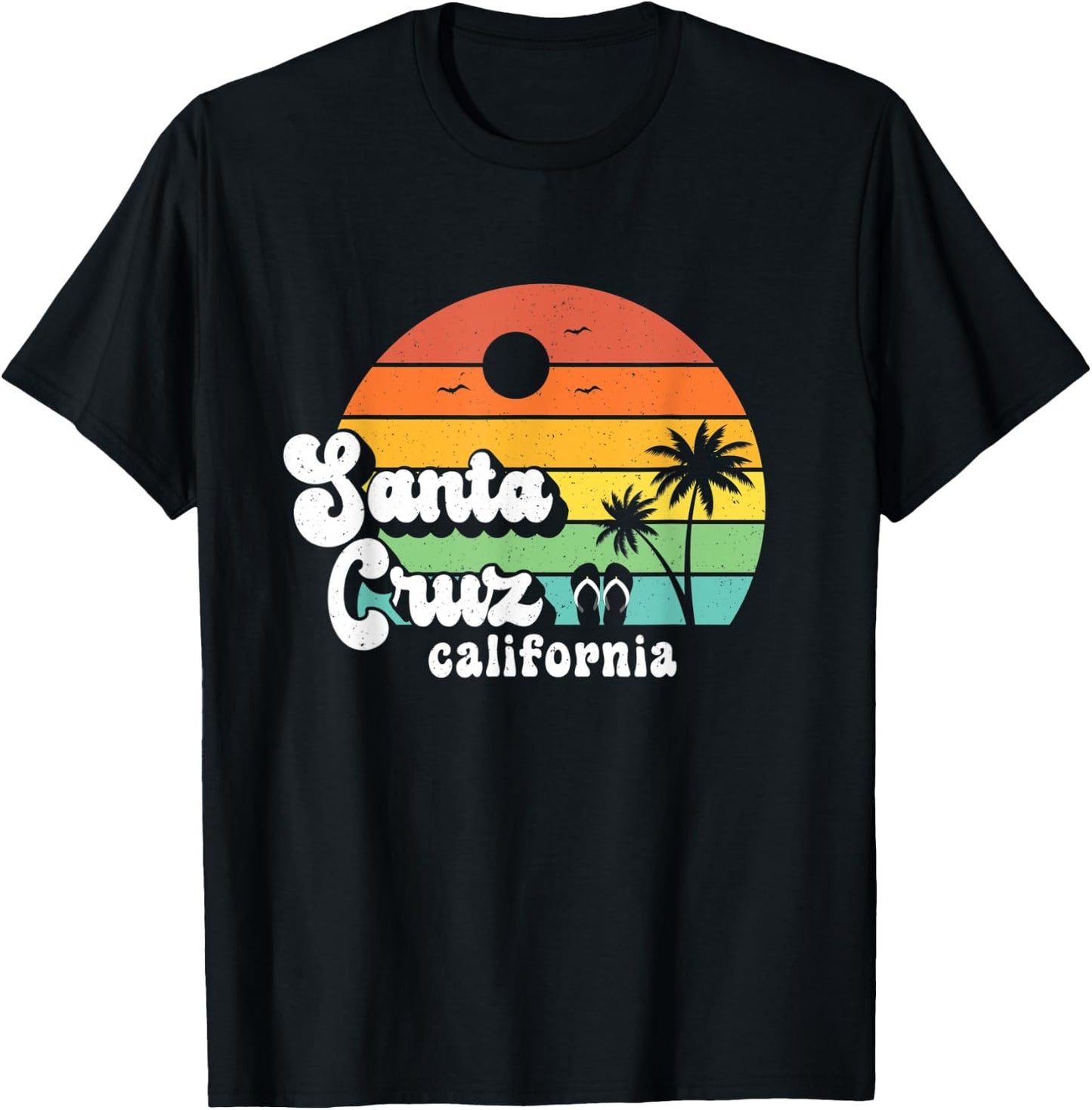 Santa Cruz Beach California Retro 80s Vintage Sunset T-Shirt - T-Shirt | Black