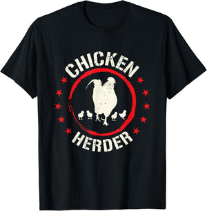 Funny Chicken Herder | Rooster With Chicken T-Shirt - T-Shirt | Black