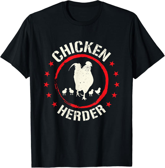Funny Chicken Herder | Rooster With Chicken T-Shirt - T-Shirt | Black